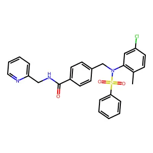4-[[N-(benzenesulfonyl)-5-chloro-2-methylanilino]methyl]-N-(pyridin-2-ylmethyl)benzamide structure