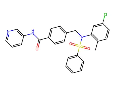 4-[[N-(benzenesulfonyl)-5-chloro-2-methylanilino]methyl]-N-pyridin-3-ylbenzamide structure