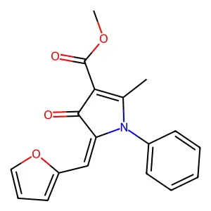methyl (5E)-5-(furan-2-ylmethylidene)-2-methyl-4-oxo-1-phenylpyrrole-3-carboxylate structure