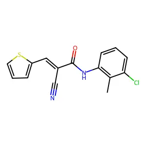 N-(3-chloro-2-methylphenyl)-2-cyano-3-(thiophen-2-yl)prop-2-enamide structure