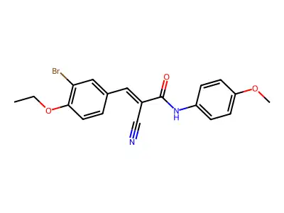 (E)-3-(3-bromo-4-ethoxyphenyl)-2-cyano-N-(4-methoxyphenyl)prop-2-enamide structure