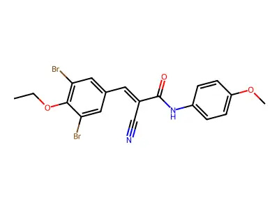 2-cyano-3-(3,5-dibromo-4-ethoxyphenyl)-N-(4-methoxyphenyl)prop-2-enamide structure