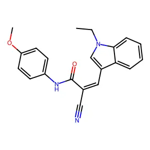 (Z)-2-cyano-3-(1-ethylindol-3-yl)-N-(4-methoxyphenyl)prop-2-enamide structure