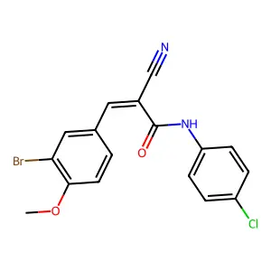 (2E)-3-(3-bromo-4-methoxyphenyl)-N-(4-chlorophenyl)-2-cyanoprop-2-enamide structure