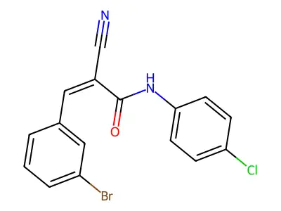 (Z)-3-(3-bromophenyl)-N-(4-chlorophenyl)-2-cyanoprop-2-enamide structure