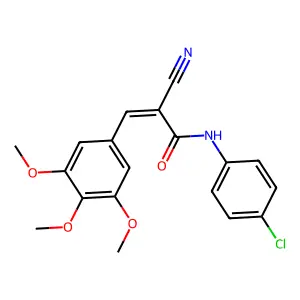 (2E)-N-(4-chlorophenyl)-2-cyano-3-(3,4,5-trimethoxyphenyl)prop-2-enamide structure