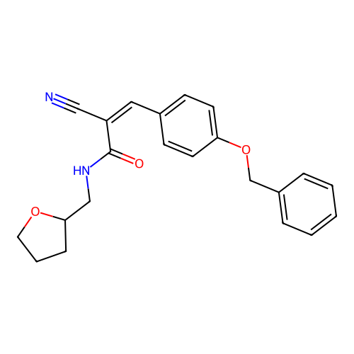 (Z)-2-cyano-N-(oxolan-2-ylmethyl)-3-(4-phenylmethoxyphenyl)prop-2-enamide structure