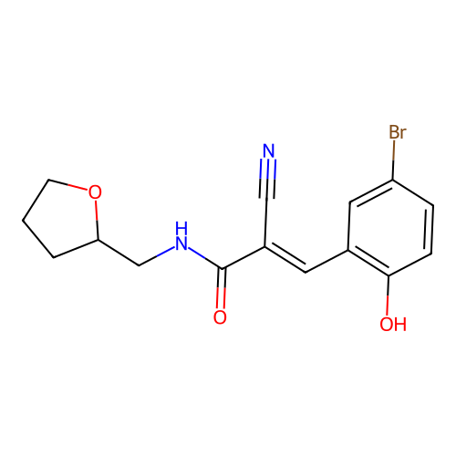 3-(5-bromo-2-hydroxyphenyl)-2-cyano-N-[(oxolan-2-yl)methyl]prop-2-enamide structure