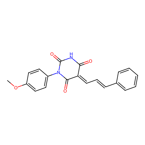 (5E)-1-(4-methoxyphenyl)-5-[(E)-3-phenylprop-2-enylidene]-1,3-diazinane-2,4,6-trione structure