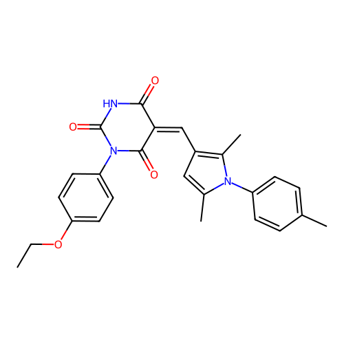 (5Z)-5-[[2,5-dimethyl-1-(4-methylphenyl)pyrrol-3-yl]methylidene]-1-(4-ethoxyphenyl)-1,3-diazinane-2,4,6-trione structure