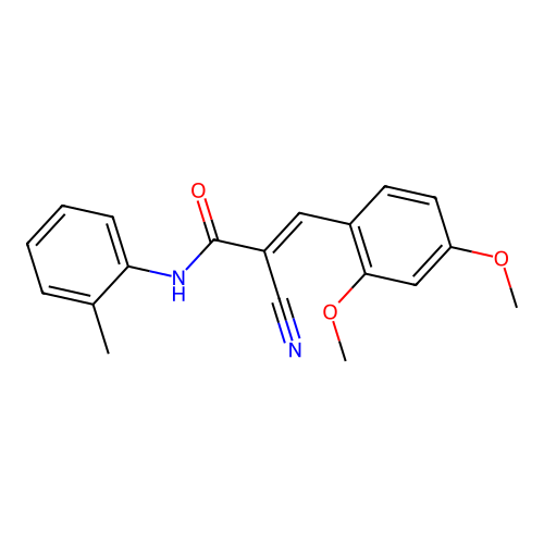 (2E)-2-cyano-3-(2,4-dimethoxyphenyl)-N-(2-methylphenyl)acrylamide structure