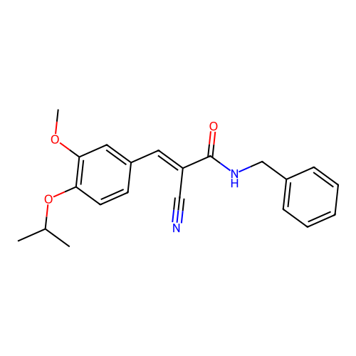 (E)-N-benzyl-2-cyano-3-(3-methoxy-4-propan-2-yloxyphenyl)prop-2-enamide structure