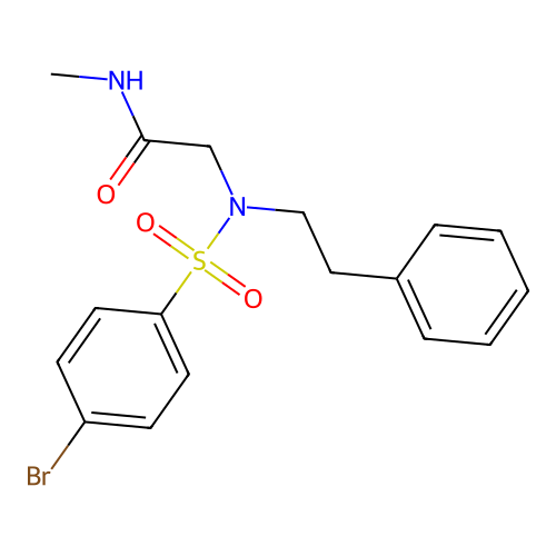 2-(4-bromo-N-phenethylphenylsulfonamido)-N-methylacetamide structure