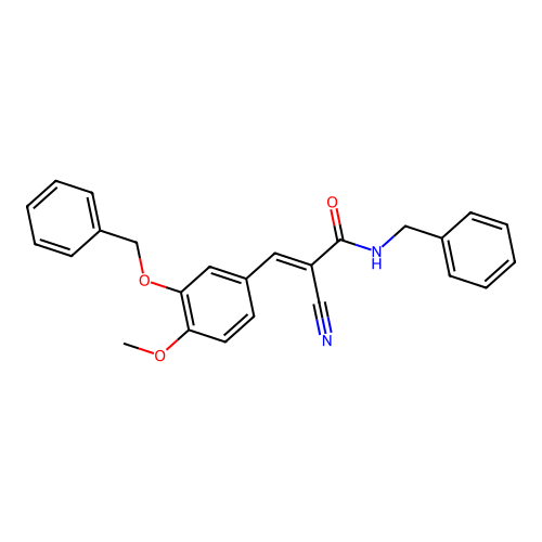 N-benzyl-3-[3-(benzyloxy)-4-methoxyphenyl]-2-cyanoprop-2-enamide structure