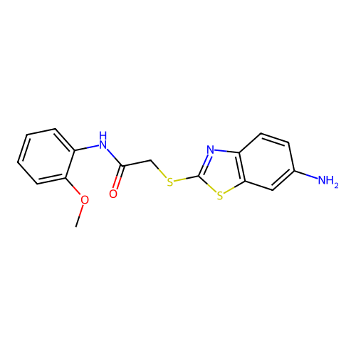 2-[(6-amino-1,3-benzothiazol-2-yl)sulfanyl]-N-(2-methoxyphenyl)acetamide structure