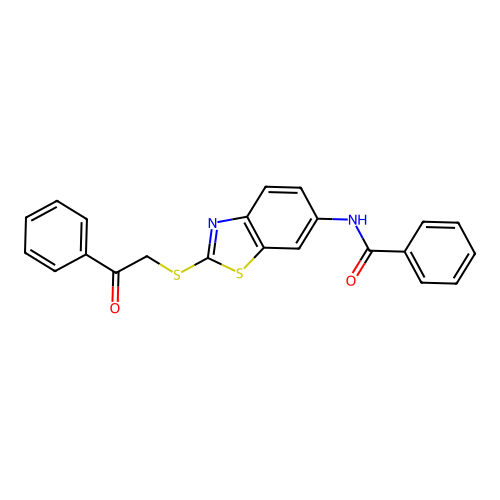 N-{2-[(2-oxo-2-phenylethyl)sulfanyl]-1,3-benzothiazol-6-yl}benzamide structure