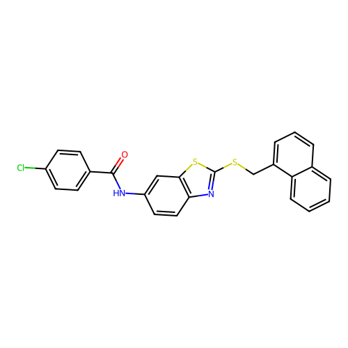 4-chloro-N-{2-[(naphthalen-1-ylmethyl)sulfanyl]-1,3-benzothiazol-6-yl}benzamide structure