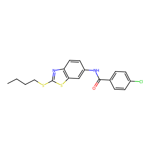 N-[2-(butylsulfanyl)-1,3-benzothiazol-6-yl]-4-chlorobenzamide structure
