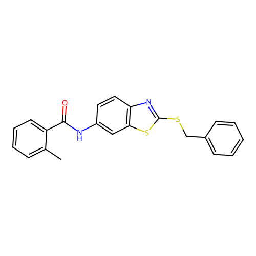 N-[2-(benzylsulfanyl)-1,3-benzothiazol-6-yl]-2-methylbenzamide structure