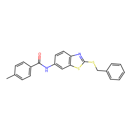 N-[2-(benzylsulfanyl)-1,3-benzothiazol-6-yl]-4-methylbenzamide structure