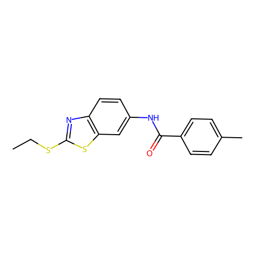N-[2-(ethylsulfanyl)-1,3-benzothiazol-6-yl]-4-methylbenzamide structure
