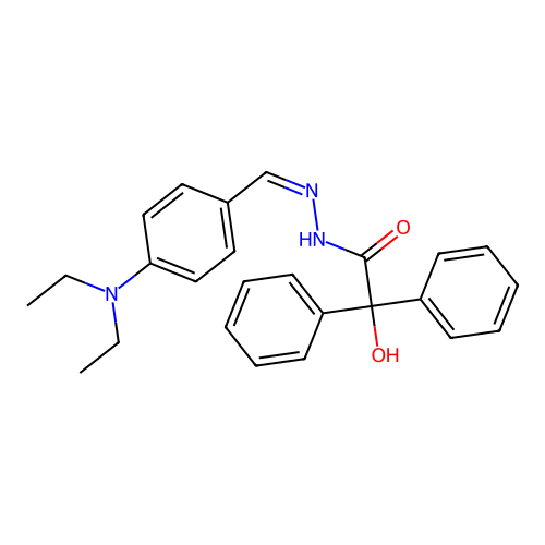N-[(Z)-[4-(diethylamino)phenyl]methylideneamino]-2-hydroxy-2,2-diphenylacetamide structure