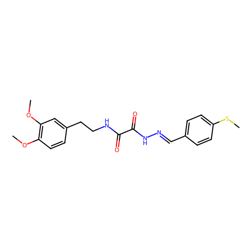 (E)-N-(3,4-dimethoxyphenethyl)-2-(2-(4-(methylthio)benzylidene)hydrazinyl)-2-oxoacetamide structure
