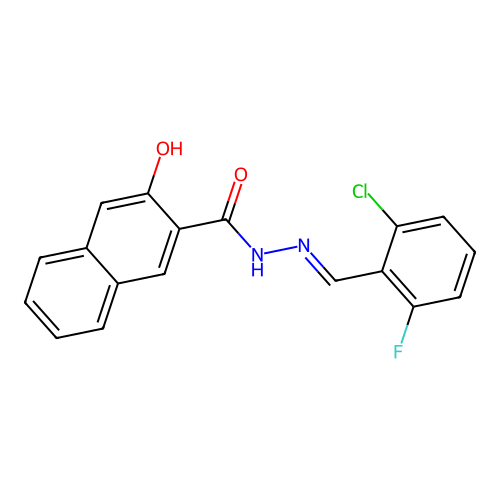 N'-(2-chloro-6-fluorobenzylidene)-3-hydroxy-2-naphthohydrazide structure