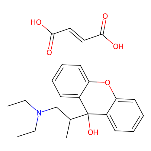 9H-Xanthen-9-ol, 9-(2-(diethylamino)-1-methylethyl)-(+-)-, (Z)-2-butenedioate structure