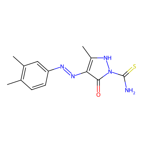 4-[(3,4-dimethylphenyl)hydrazono]-3-methyl-5-oxo-4,5-dihydro-1H-pyrazole-1-carbothioamide structure