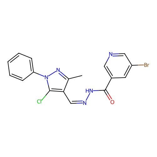 5-bromo-N'-[(5-chloro-3-methyl-1-phenyl-1H-pyrazol-4-yl)methylene]nicotinohydrazide structure