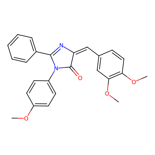(5E)-5-[(3,4-dimethoxyphenyl)methylidene]-3-(4-methoxyphenyl)-2-phenylimidazol-4-one structure