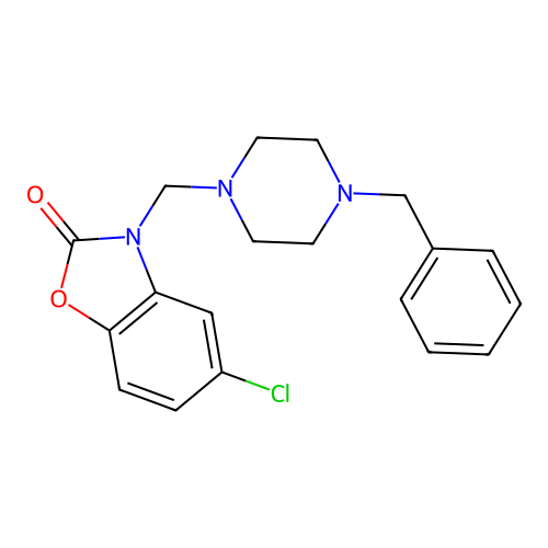 3-[(4-benzylpiperazin-1-yl)methyl]-5-chloro-1,3-benzoxazol-2(3H)-one structure