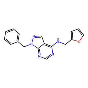 1-benzyl-N-(furan-2-ylmethyl)pyrazolo[3,4-d]pyrimidin-4-amine structure