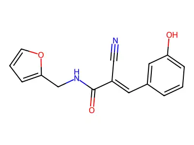 (2E)-2-cyano-N-(furan-2-ylmethyl)-3-(3-hydroxyphenyl)prop-2-enamide structure