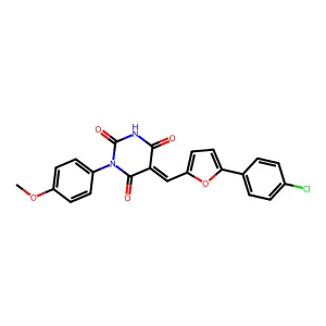 (5Z)-5-[[5-(4-chlorophenyl)furan-2-yl]methylidene]-1-(4-methoxyphenyl)-1,3-diazinane-2,4,6-trione structure