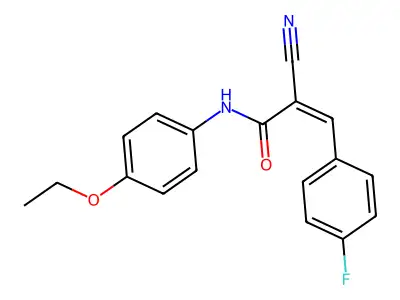2-cyano-N-(4-ethoxyphenyl)-3-(4-fluorophenyl)prop-2-enamide structure