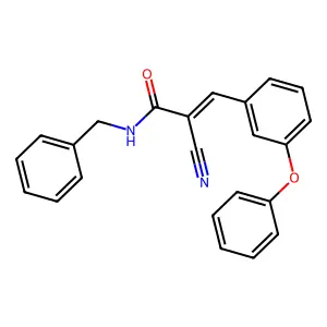(E)-N-benzyl-2-cyano-3-(3-phenoxyphenyl)prop-2-enamide structure