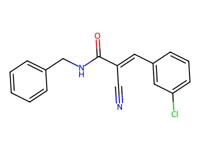 N-benzyl-3-(3-chlorophenyl)-2-cyanoprop-2-enamide structure
