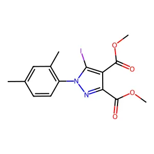 dimethyl 1-(2,4-dimethylphenyl)-5-iodo-1H-pyrazole-3,4-dicarboxylate structure