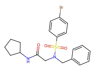 2-[benzyl-(4-bromophenyl)sulfonylamino]-N-cyclopentylacetamide structure