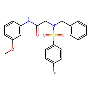 2-[benzyl-(4-bromophenyl)sulfonylamino]-N-(3-methoxyphenyl)acetamide structure
