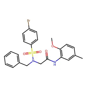 2-[benzyl-(4-bromophenyl)sulfonylamino]-N-(2-methoxy-5-methylphenyl)acetamide structure