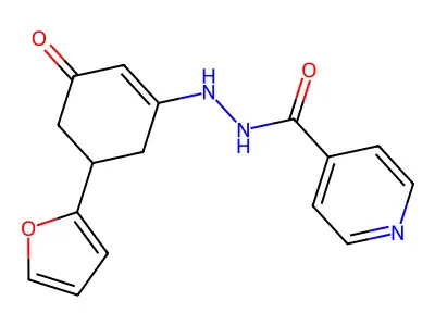 N'-[5-(furan-2-yl)-3-oxocyclohex-1-en-1-yl]pyridine-4-carbohydrazide structure