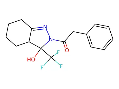1-[3-hydroxy-3-(trifluoromethyl)-3,3a,4,5,6,7-hexahydro-2H-indazol-2-yl]-2-phenylethanone structure