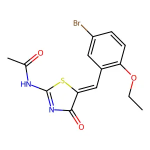N-[(5Z)-5-[(5-bromo-2-ethoxyphenyl)methylidene]-4-oxo-1,3-thiazol-2-yl]acetamide structure