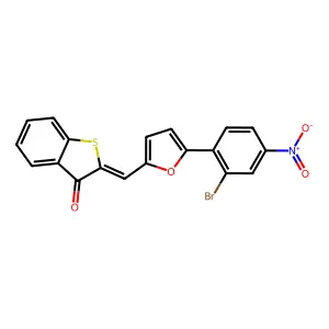 (2E)-2-[[5-(2-bromo-4-nitrophenyl)furan-2-yl]methylidene]-1-benzothiophen-3-one structure