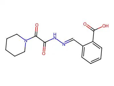 2-[(E)-{2-[oxo(piperidin-1-yl)acetyl]hydrazinylidene}methyl]benzoic acid structure