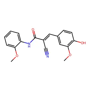 2-cyano-3-(4-hydroxy-3-methoxyphenyl)-N-(2-methoxyphenyl)prop-2-enamide structure
