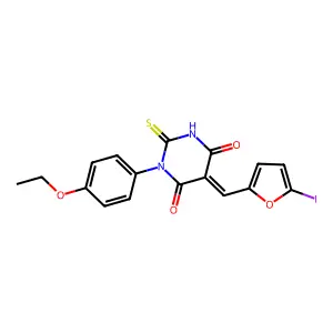 (5E)-1-(4-ethoxyphenyl)-5-[(5-iodofuran-2-yl)methylidene]-2- structure